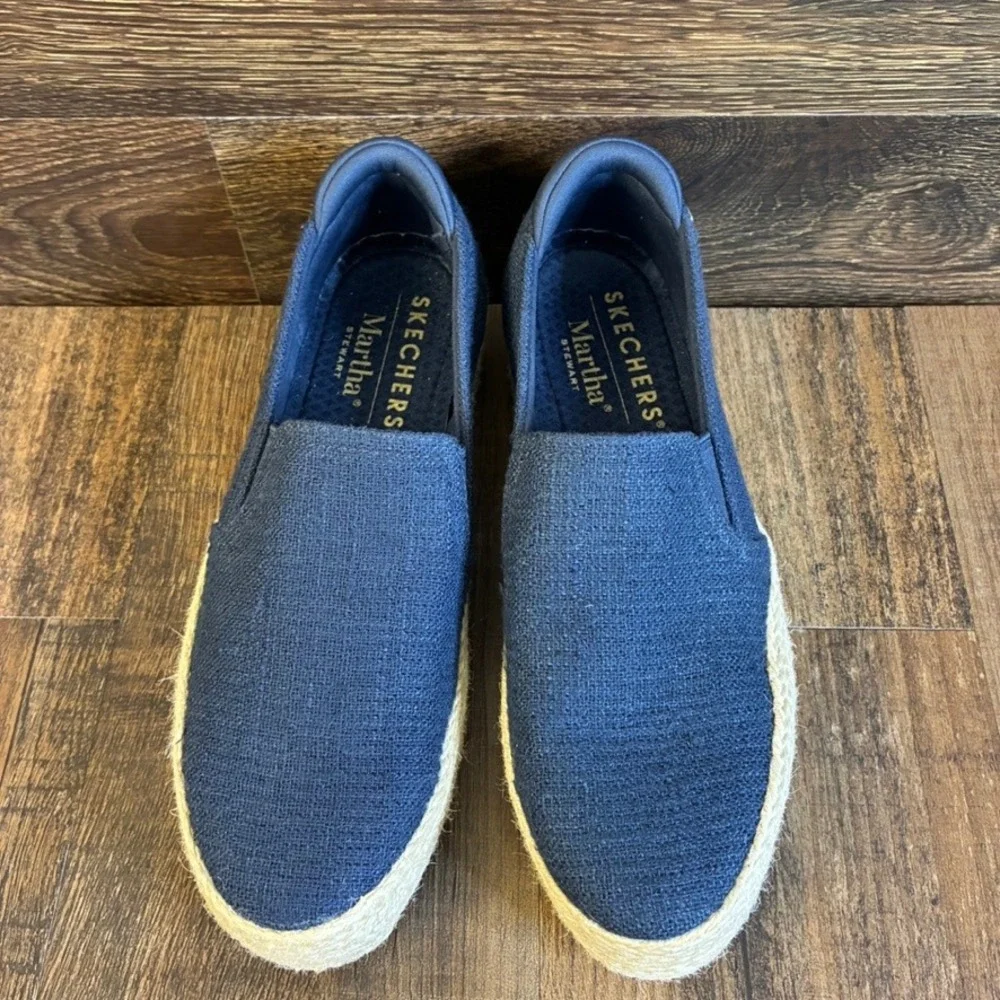 Skechers Martha Stewart Women's Navy Blue Platform Espadrille Loafers Size 7.5
